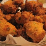 perfectly fried Divinely gluten free crab and green onion hush puppy recipe