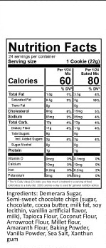nutritional information for gluten free chocolate chip muffin mix
