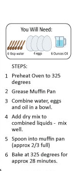 baking instructions for gluten free chocolate chip muffin mix