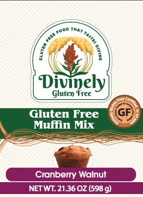 packaging image for gluten free cranberry walnut muffin mix