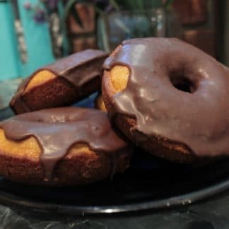 gluten free yellow donut with chocolate glaze