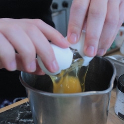 prepping eggs for gluten free quiche