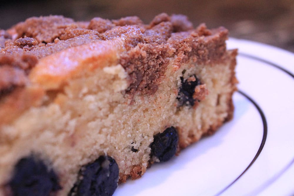 sexy shot of gluten free blueberry coffee cake