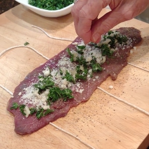 seasoned bracciole ready to roll
