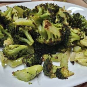 plating roasted gluten free broccoli