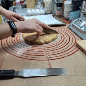 cutting gluten free almond scones